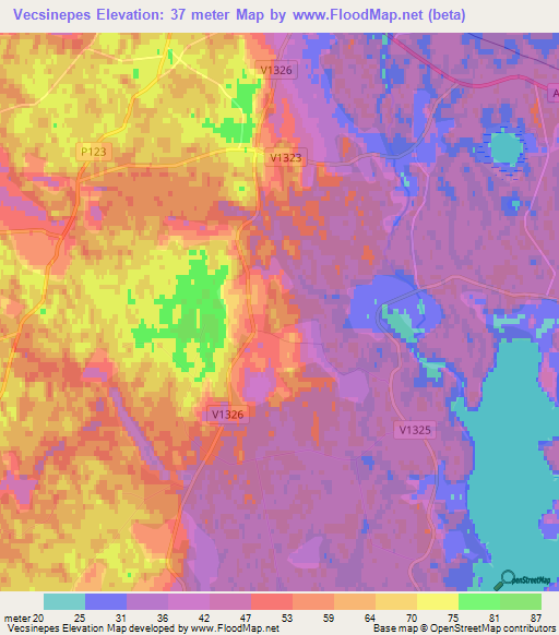 Vecsinepes,Latvia Elevation Map