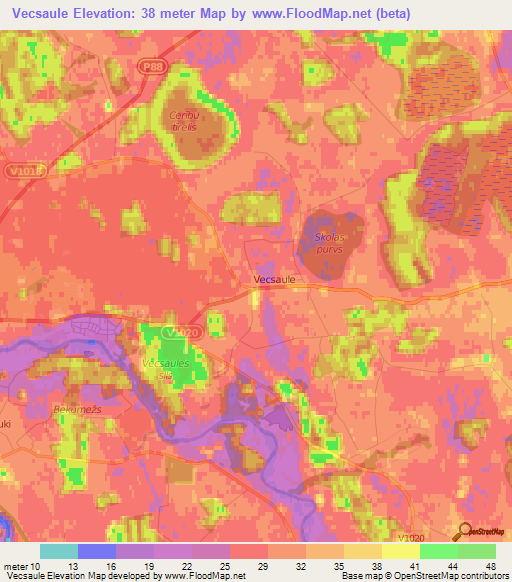 Vecsaule,Latvia Elevation Map