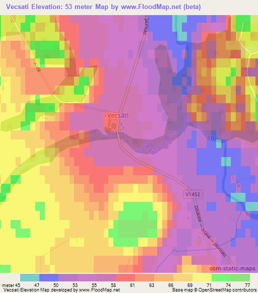 Vecsati,Latvia Elevation Map