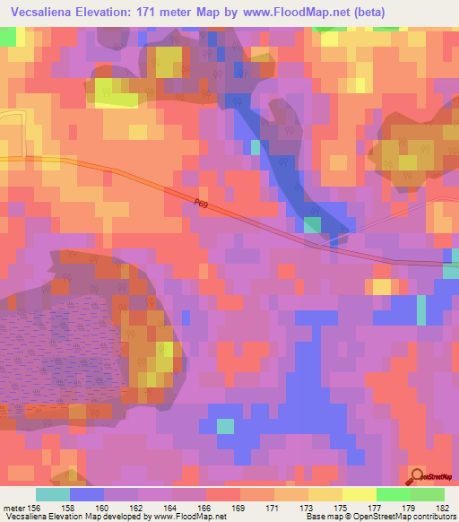 Vecsaliena,Latvia Elevation Map