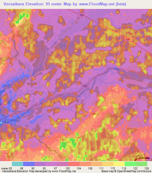 Vecsaikava,Latvia Elevation Map