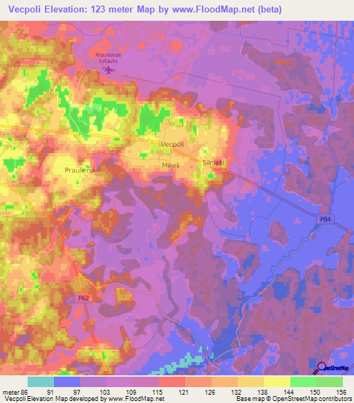 Vecpoli,Latvia Elevation Map