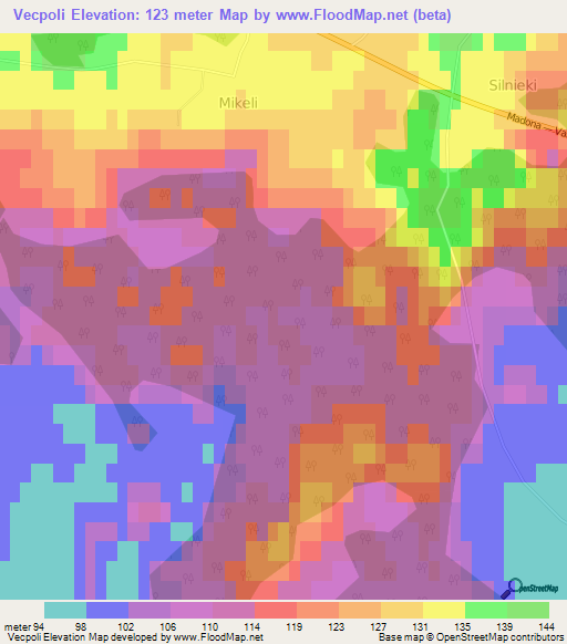 Vecpoli,Latvia Elevation Map