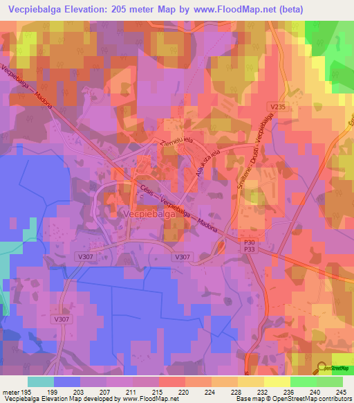 Vecpiebalga,Latvia Elevation Map