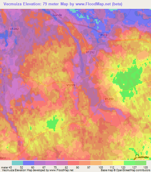 Vecmuiza,Latvia Elevation Map