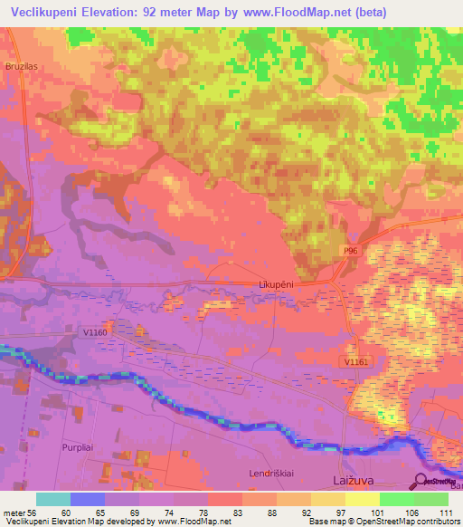 Veclikupeni,Latvia Elevation Map