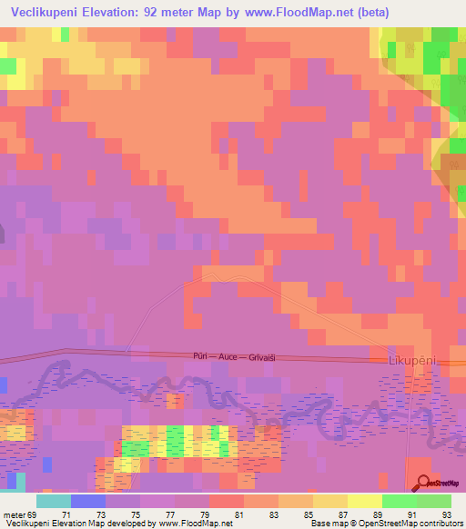 Veclikupeni,Latvia Elevation Map