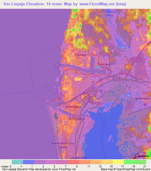 Vec-Liepaja,Latvia Elevation Map