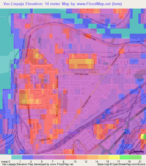 Vec-Liepaja,Latvia Elevation Map