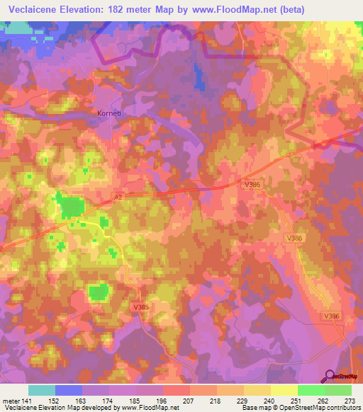 Veclaicene,Latvia Elevation Map