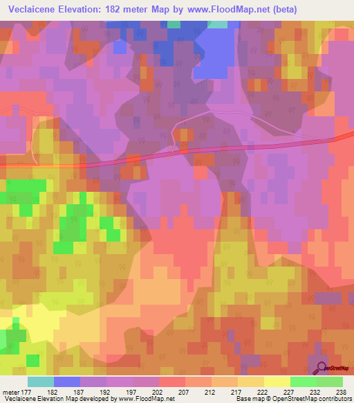 Veclaicene,Latvia Elevation Map