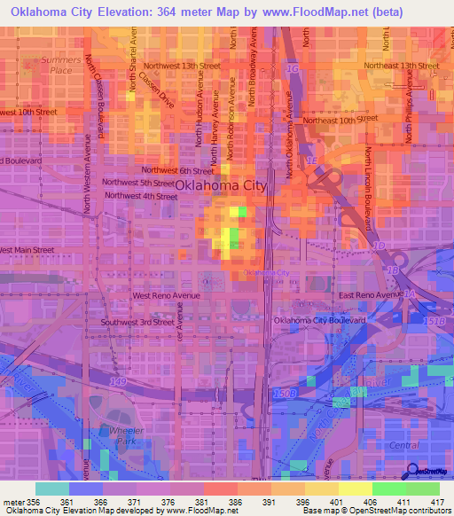 Oklahoma City,US Elevation Map