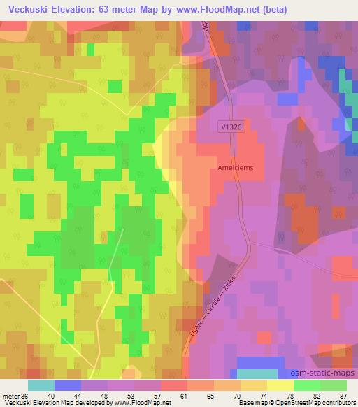 Veckuski,Latvia Elevation Map