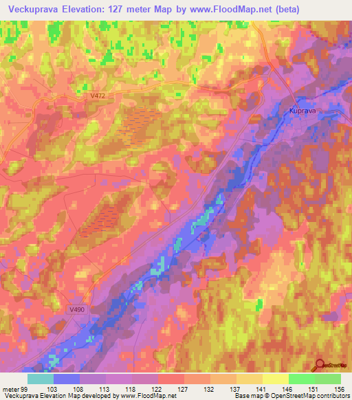 Veckuprava,Latvia Elevation Map