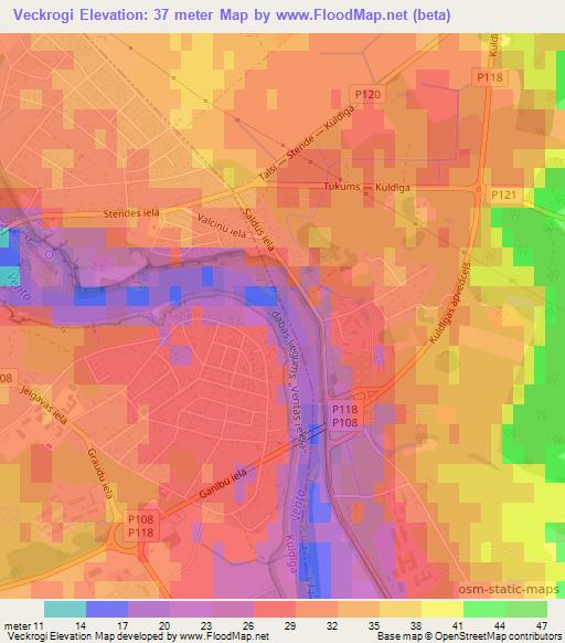 Veckrogi,Latvia Elevation Map