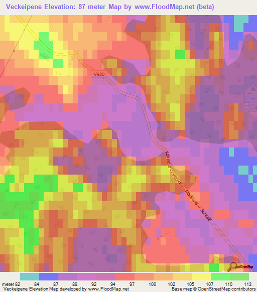 Veckeipene,Latvia Elevation Map