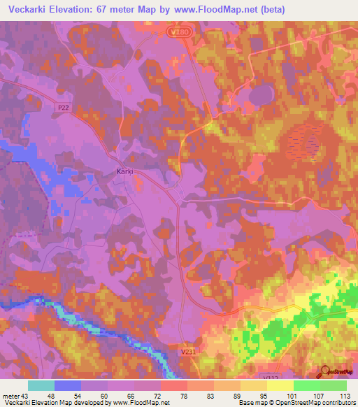 Veckarki,Latvia Elevation Map