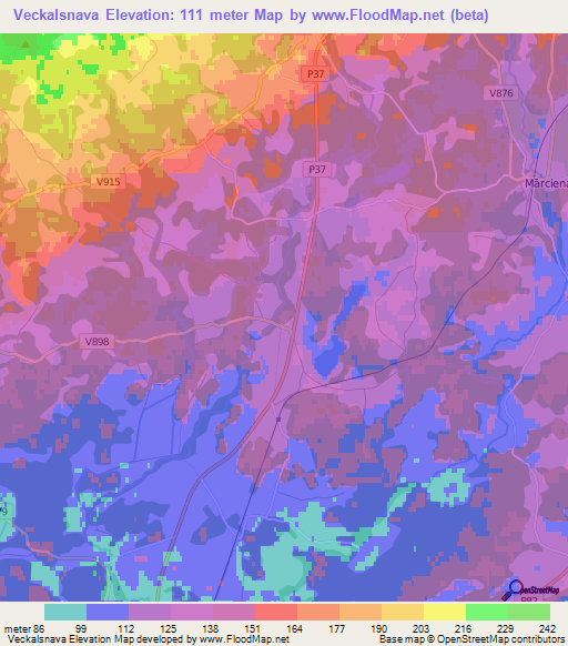 Veckalsnava,Latvia Elevation Map