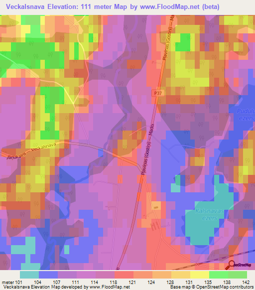 Veckalsnava,Latvia Elevation Map