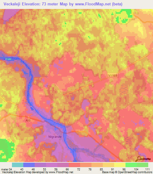 Veckaleji,Latvia Elevation Map