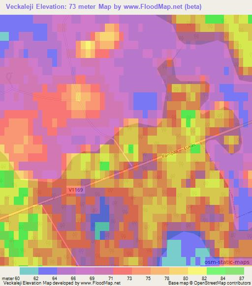 Veckaleji,Latvia Elevation Map