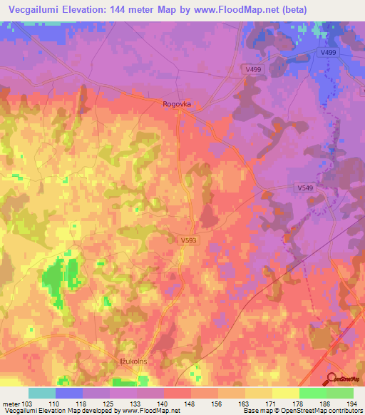 Vecgailumi,Latvia Elevation Map