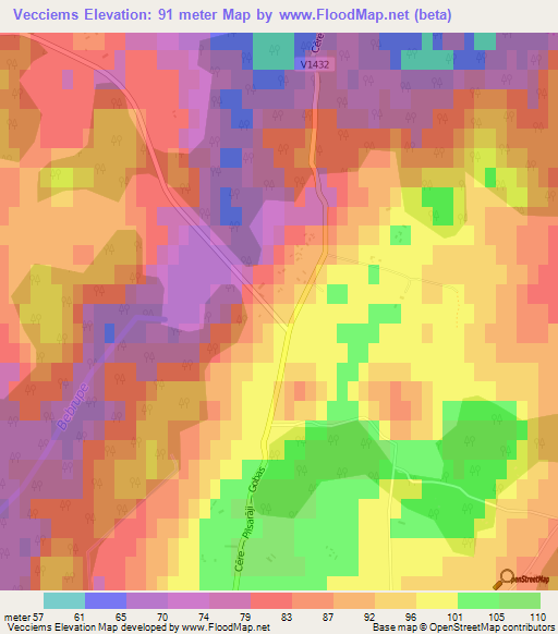 Vecciems,Latvia Elevation Map