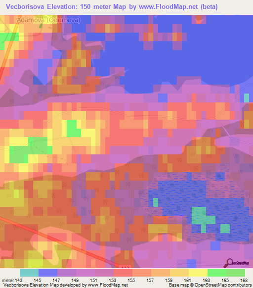 Vecborisova,Latvia Elevation Map