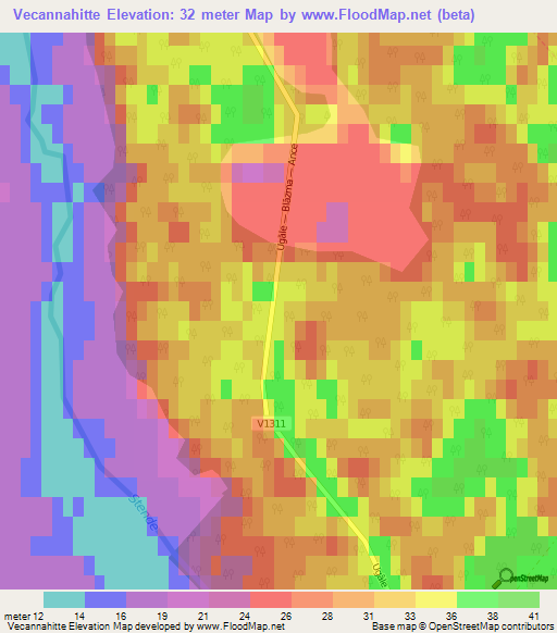 Vecannahitte,Latvia Elevation Map