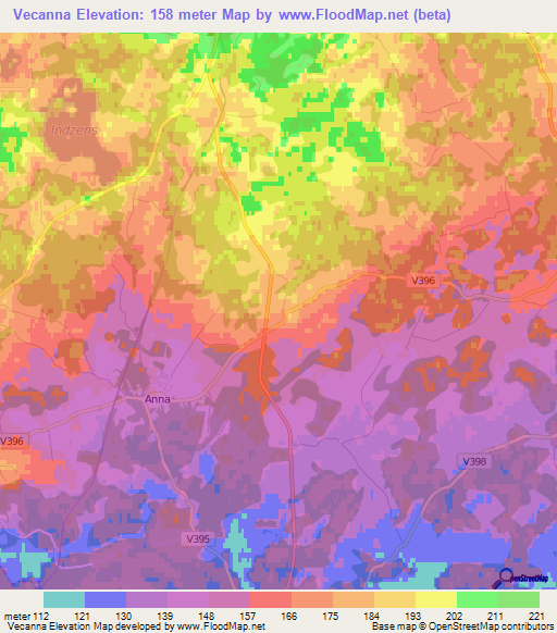 Vecanna,Latvia Elevation Map