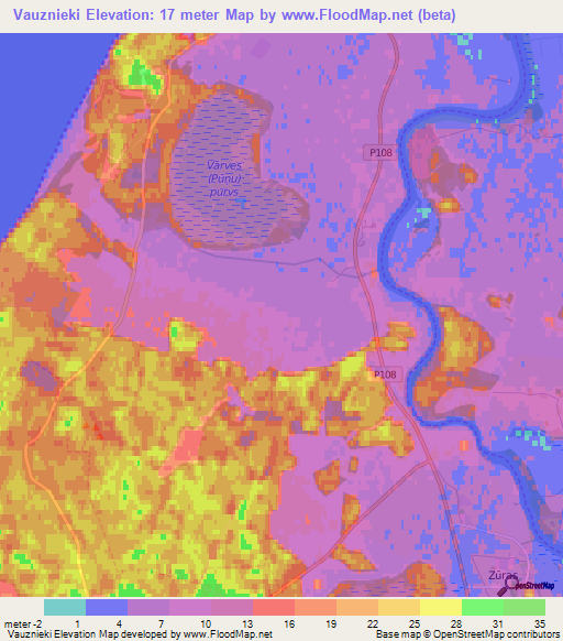 Vauznieki,Latvia Elevation Map