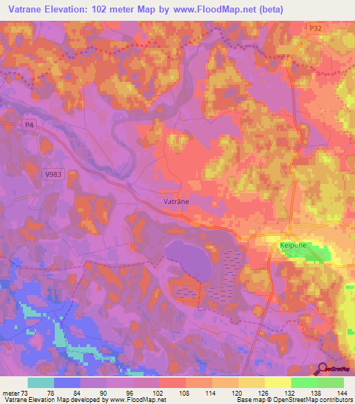 Vatrane,Latvia Elevation Map