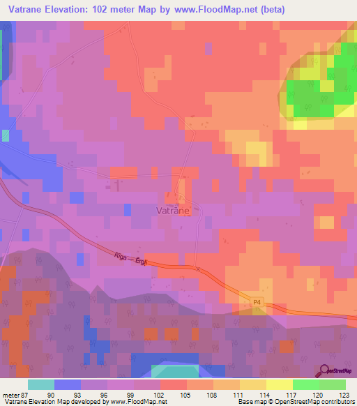 Vatrane,Latvia Elevation Map