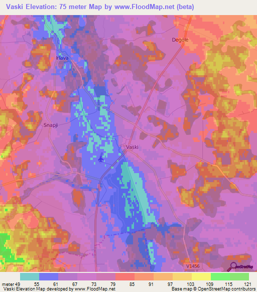 Vaski,Latvia Elevation Map