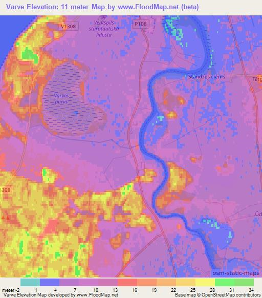 Varve,Latvia Elevation Map