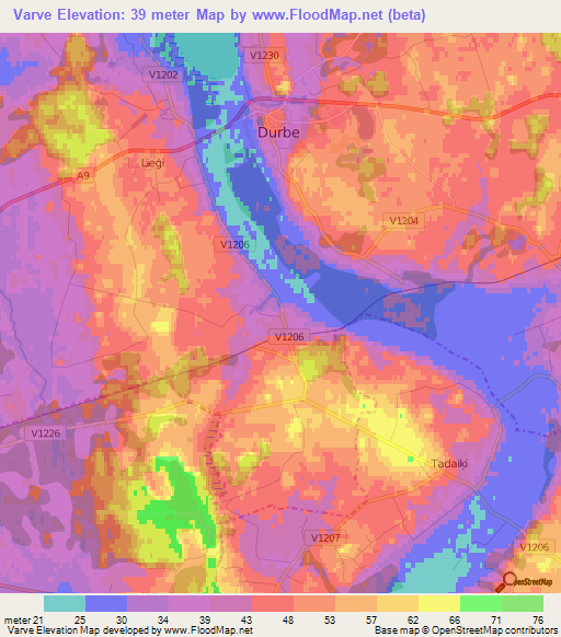 Varve,Latvia Elevation Map