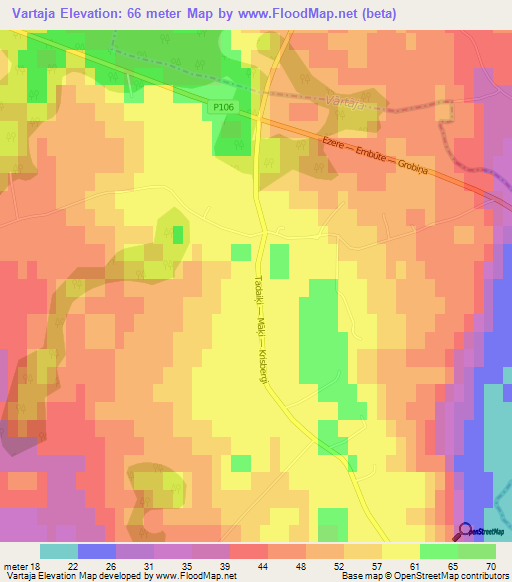 Vartaja,Latvia Elevation Map