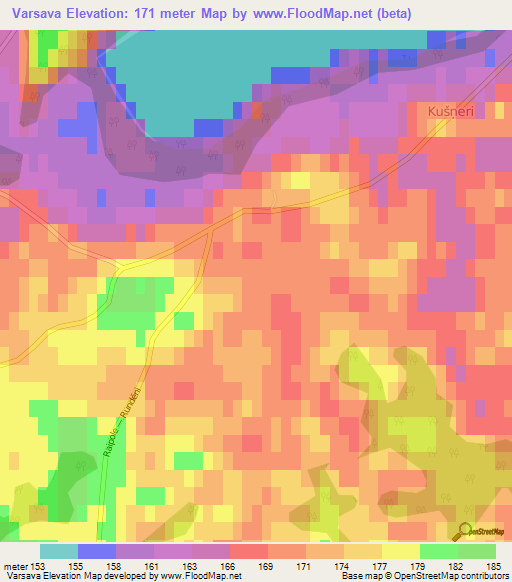 Varsava,Latvia Elevation Map