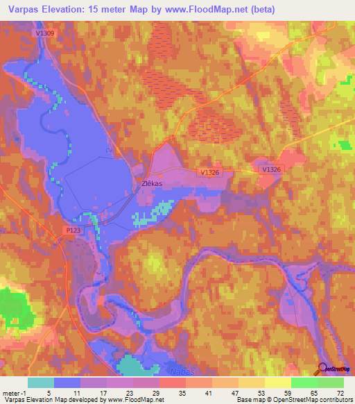 Varpas,Latvia Elevation Map