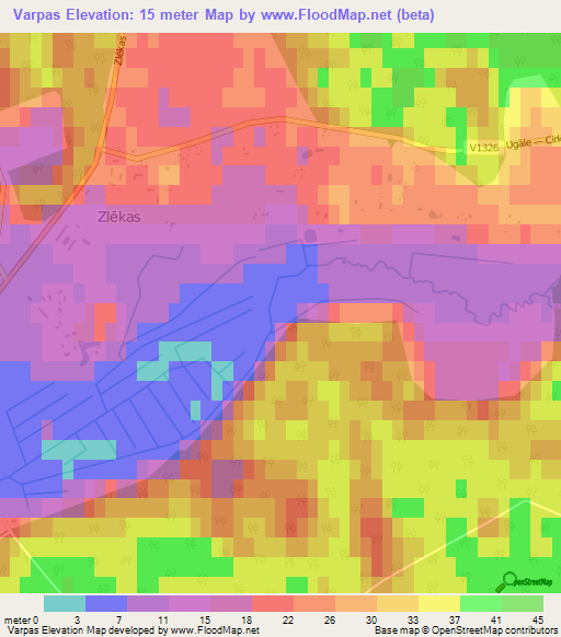 Varpas,Latvia Elevation Map