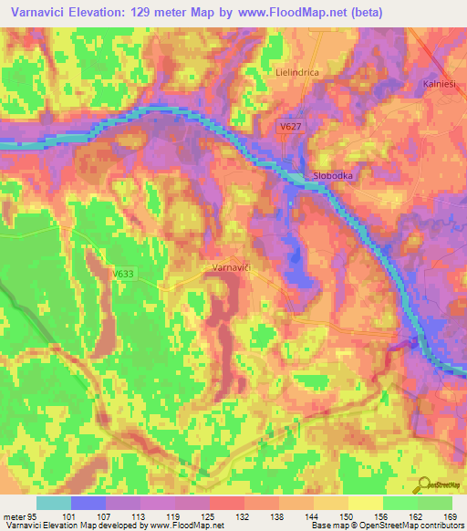 Varnavici,Latvia Elevation Map