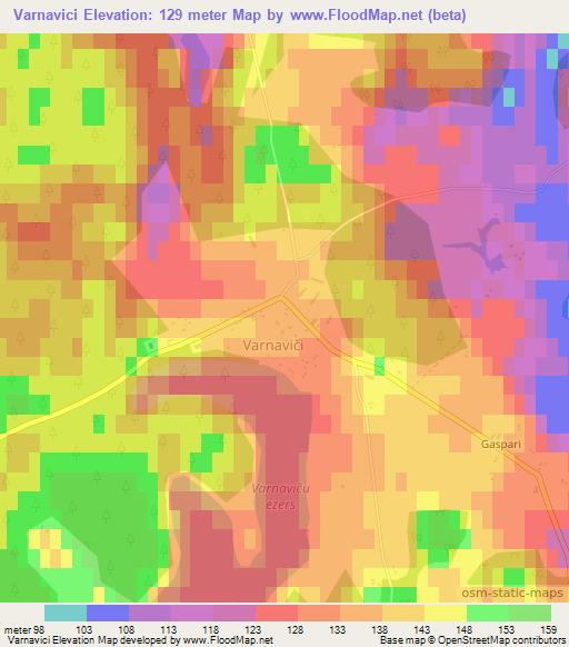 Varnavici,Latvia Elevation Map