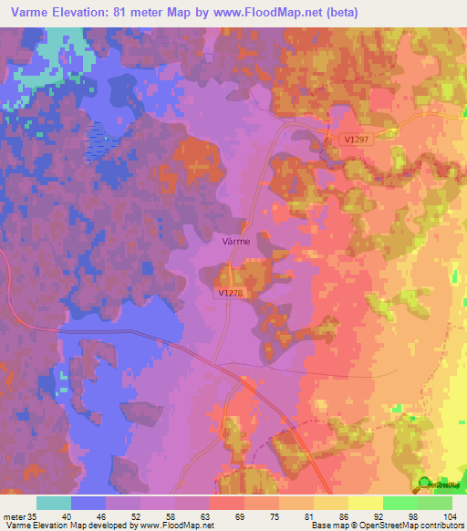 Varme,Latvia Elevation Map