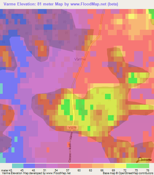 Varme,Latvia Elevation Map