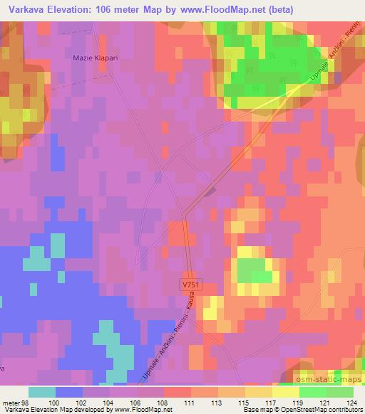 Varkava,Latvia Elevation Map