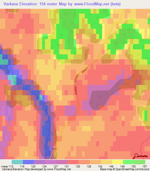 Varkava,Latvia Elevation Map