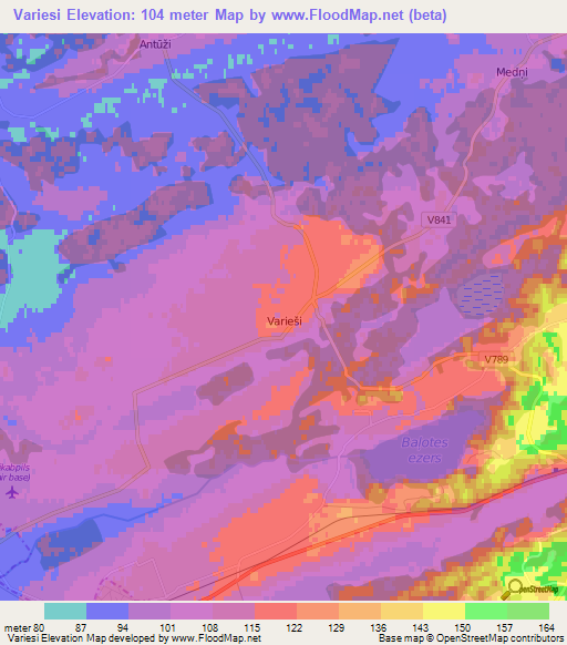 Variesi,Latvia Elevation Map