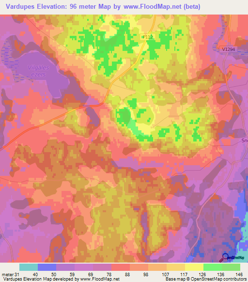 Vardupes,Latvia Elevation Map