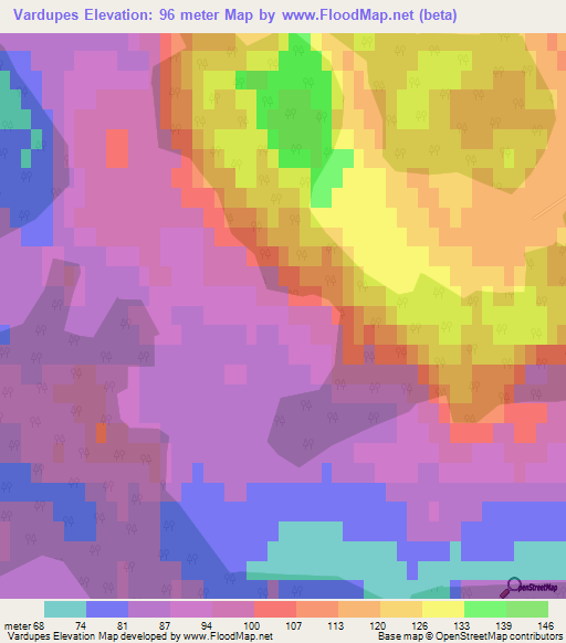 Vardupes,Latvia Elevation Map