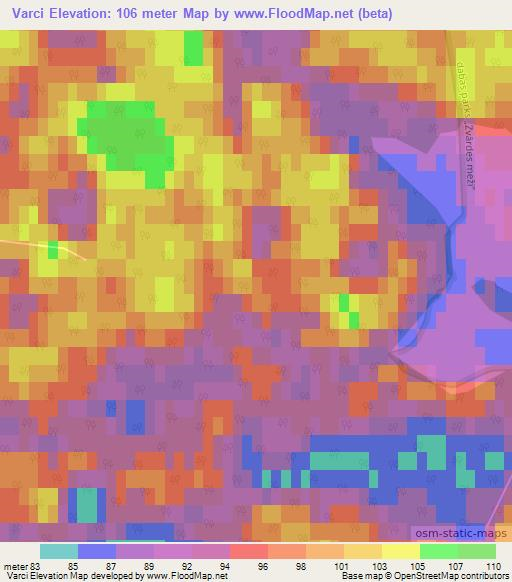 Varci,Latvia Elevation Map